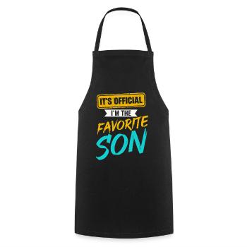 C’est officiel Je suis le fils préféré - Tablier de cuisine - noir - Devant - AI Model Male 185 dark (185cm)