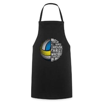Je peux tout faire grâce au volleyball - Tablier de cuisine - noir - Devant - AI Model Male 185 dark (185cm)