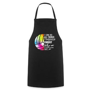 Je peux tout faire grâce au volleyball - Tablier de cuisine - noir - Devant - AI Model Male 185 dark (185cm)