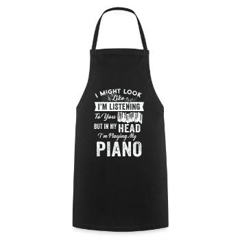 I Might Look Like I Am Listening Piano - Cooking Apron - black - Front - AI Model Male 185 dark (185cm)