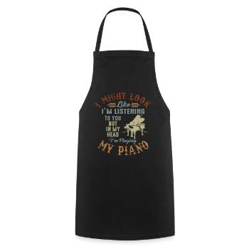 I Might Look Like I Am Listening Piano - Cooking Apron - black - Front - AI Model Male 185 dark (185cm)
