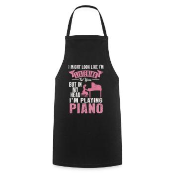 I Might Look Like I Am Listening Piano - Cooking Apron - black - Front - AI Model Male 185 dark (185cm)
