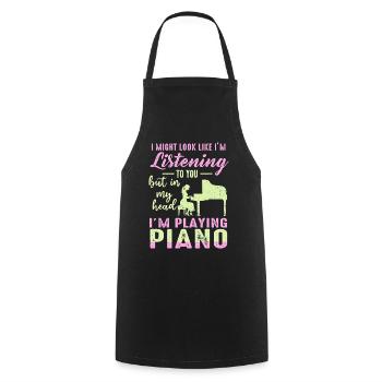 I Might Look Like I Am Listening Piano - Cooking Apron - black - Front - AI Model Male 185 dark (185cm)