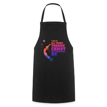 Je peux tout faire grâce au volleyball - Tablier de cuisine - noir - Devant - AI Model Male 185 dark (185cm)
