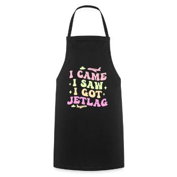 I Came I Saw I Got Jetlag Travel Humor - Cooking Apron - black - Front - AI Model Male 185 dark (185cm)