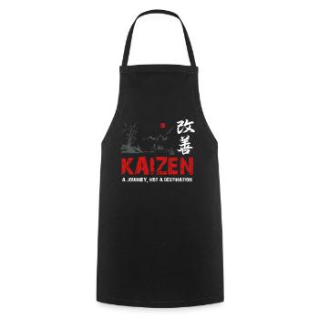 Kaizen : un voyage, pas une destination - Tablier de cuisine - noir - Devant - AI Model Male 185 dark (185cm)