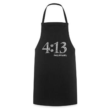 Philippians 4:13 - Christian Quote on Strength - Cooking Apron - black - Front - AI Model Male 185 dark (185cm)