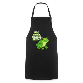 Hop Catch Release Repeat Frosch Humor - Kochschürze - Schwarz - Vorne - AI Model Male 185 dark (185cm)
