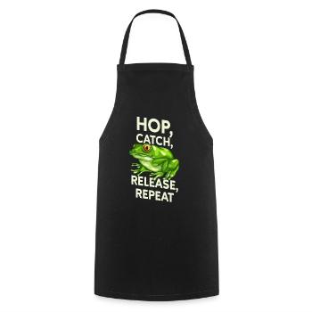 Hop Catch Release Repeat Frosch Humor - Kochschürze - Schwarz - Vorne - AI Model Male 185 dark (185cm)