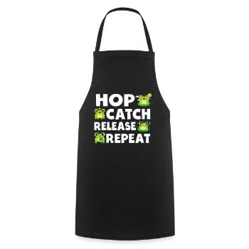 Hop Catch Release Repeat Frosch Humor - Kochschürze - Schwarz - Vorne - AI Model Male 185 dark (185cm)