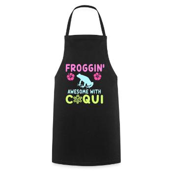 Froggin' Awesome With Coqui Vibe - Cooking Apron - black - Front - AI Model Male 185 dark (185cm)