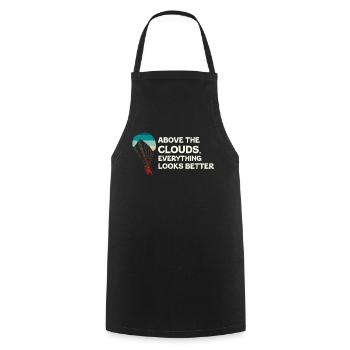 Above The Clouds Paramotor Enthusiast - Cooking Apron - black - Front - AI Model Male 185 dark (185cm)