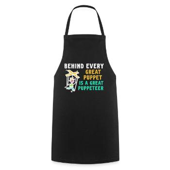 Puppetry Puppeteer Puppet Puppets - Cooking Apron - black - Front - AI Model Male 185 dark (185cm)