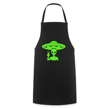 Alien UFO Peace - Kochschürze - Schwarz - Vorne - AI Model Male 185 dark (185cm)
