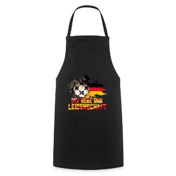 Germany Fan – With Heart and Passion - Cooking Apron - black - Front - AI Model Male 185 dark (185cm)