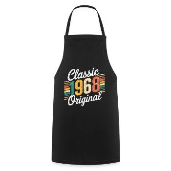 Classic 1968 Original - 57th Birthday - Cooking Apron - black - Front - AI Model Male 185 dark (185cm)
