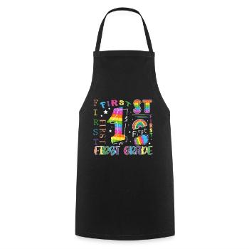 1st Grade Pop It Schoolchild - Cooking Apron - black - Front - AI Model Male 185 dark (185cm)