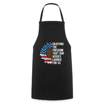 Enjoying the Freedom that Our Heroes Earned - Cooking Apron - black - Front - AI Model Male 185 dark (185cm)