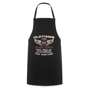 Vintage June 1991 Vintage 1991 33rd Birthday 91 - Cooking Apron - black - Front - AI Model Male 185 dark (185cm)