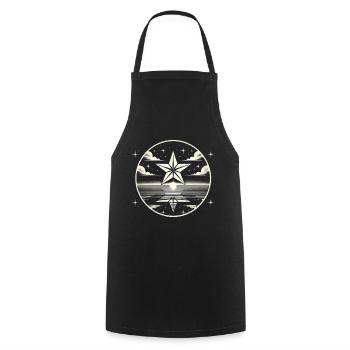 Celestial Body, Gift Idea, Starry Sky Comet L - Cooking Apron - black - Front - AI Model Male 185 dark (185cm)