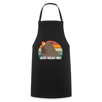 Just Relax Bro Capybara - Cooking Apron - black - Front - AI Model Male 185 dark (185cm)