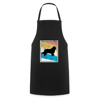 Chien Terre-Neuve - silhouette de chiens vintage rétro - Tablier de cuisine - noir - Devant - AI Model Male 185 dark (185cm)