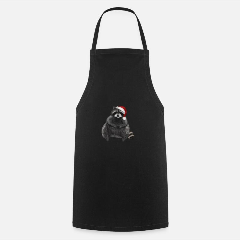 Le raton laveur aime Noël - Tablier de cuisine - noir