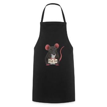 Douce souris / rat aimerait être embrassée - Tablier de cuisine - noir - Devant - AI Model Male 185 dark (185cm)