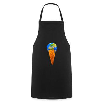 Global Warming Earth Ice cream - Cooking Apron - black - Front - AI Model Male 185 dark (185cm)