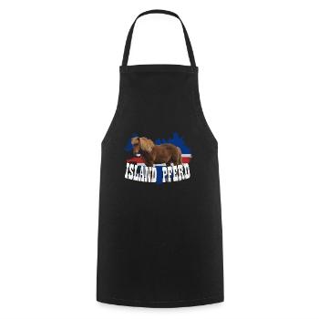 Cheval d’Islande avec drapeau et cheval - Tablier de cuisine - noir - Devant - AI Model Male 185 dark (185cm)