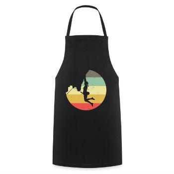 Mountaineering Climbing Gift Bouldering Retro Cool - Cooking Apron - black - Front - AI Model Male 185 dark (185cm)