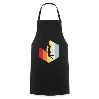 Mountaineering Climbing Gift Bouldering Retro Cool - Cooking Apron - black - Front - AI Model Male 185 dark (185cm)
