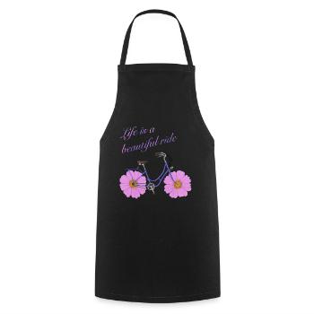 Bike with Flowers - Life is a beautiful ride - Cooking Apron - black - Front - AI Model Male 185 dark (185cm)