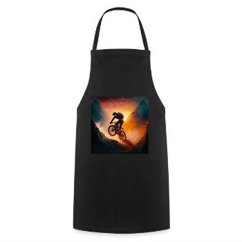 Sunset mountain bikers painted in the mountains - Cooking Apron - black - Front - AI Model Male 185 dark (185cm)