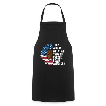 They Asked Me What Cheese Type Funny American - Cooking Apron - black - Front - AI Model Male 185 dark (185cm)