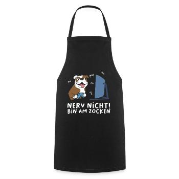 Bin am Zocken Gaming Englische Bulldogge Hund - Kochschürze - Schwarz - Vorne - AI Model Male 185 dark (185cm)