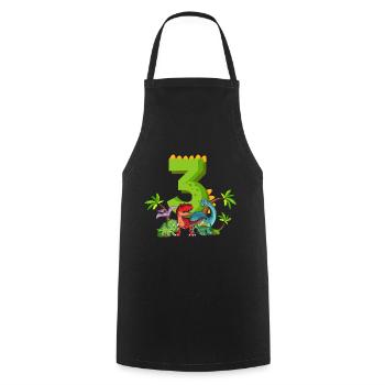 3 ans anniversaire dinosaure dinosaure j’ai 3 ans - Tablier de cuisine - noir - Devant - AI Model Male 185 dark (185cm)