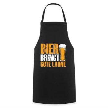 Bier bringt gute Laune, Humor, Spaß, Fun, Genuss, - Kochschürze - Schwarz - Vorne - AI Model Male 185 dark (185cm)