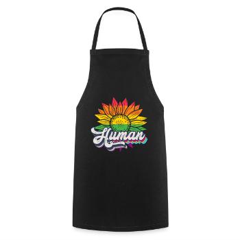 Human Sunflower Rainbow LGBTQ Pride Flag - Cooking Apron - black - Front - AI Model Male 185 dark (185cm)