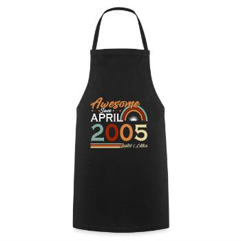 Avril 2005 vintage vintage retro anniversaire - Tablier de cuisine - noir - Devant - AI Model Male 185 dark (185cm)