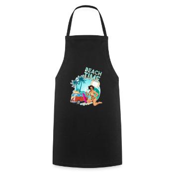 Beach time surfer pin up - Cooking Apron - black - Front - AI Model Male 185 dark (185cm)