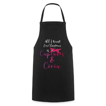 Tout ce que je veux cupcakes de Noël cacao Weihnachten - Tablier de cuisine - noir - Devant - AI Model Male 185 dark (185cm)