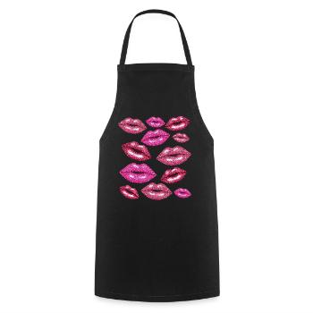 Coquette Lips Kisses Romantic - Cooking Apron - black - Front - AI Model Male 185 dark (185cm)