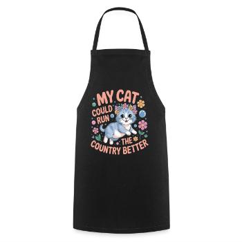 Mon Chat Gouvernerait Mieux Le Pays - Tablier de cuisine - noir - Devant - AI Model Male 185 dark (185cm)
