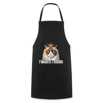 T'inquiète j'assure humour chat drôle couronne - Tablier de cuisine - noir - Devant - AI Model Male 185 dark (185cm)