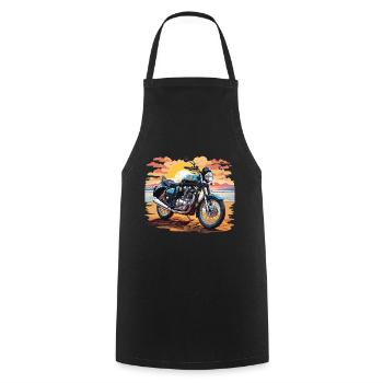 Vintage Motorrad Sonnenuntergang Retro Bike Design - Kochschürze - Schwarz - Vorne - AI Model Male 185 dark (185cm)