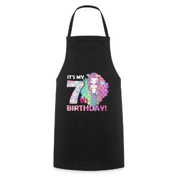 It's My 7th Birthday Mermaid Girl - Kochschürze - Schwarz - Vorne - AI Model Male 185 dark (185cm)