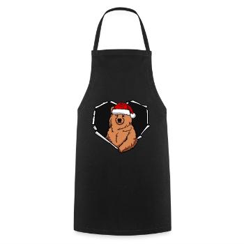 Bear crack torn perforated cap - Cooking Apron - black - Front - AI Model Male 185 dark (185cm)