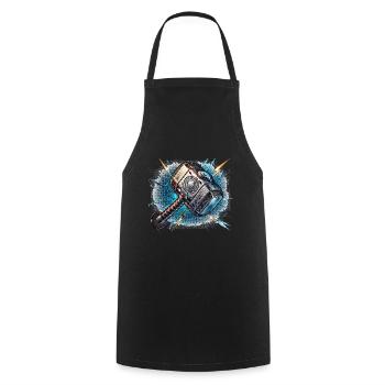 Thor's hammer with thunder effects - Cooking Apron - black - Front - AI Model Male 185 dark (185cm)