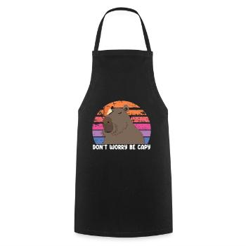 Don't Worry Be Capy Cute Capybara - Cooking Apron - black - Front - AI Model Male 185 dark (185cm)